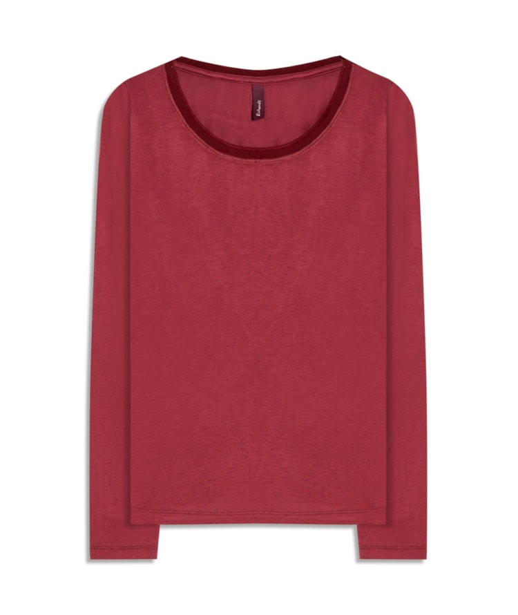 Blusa Misaki Retilínea Lisa Ml Bordeaux