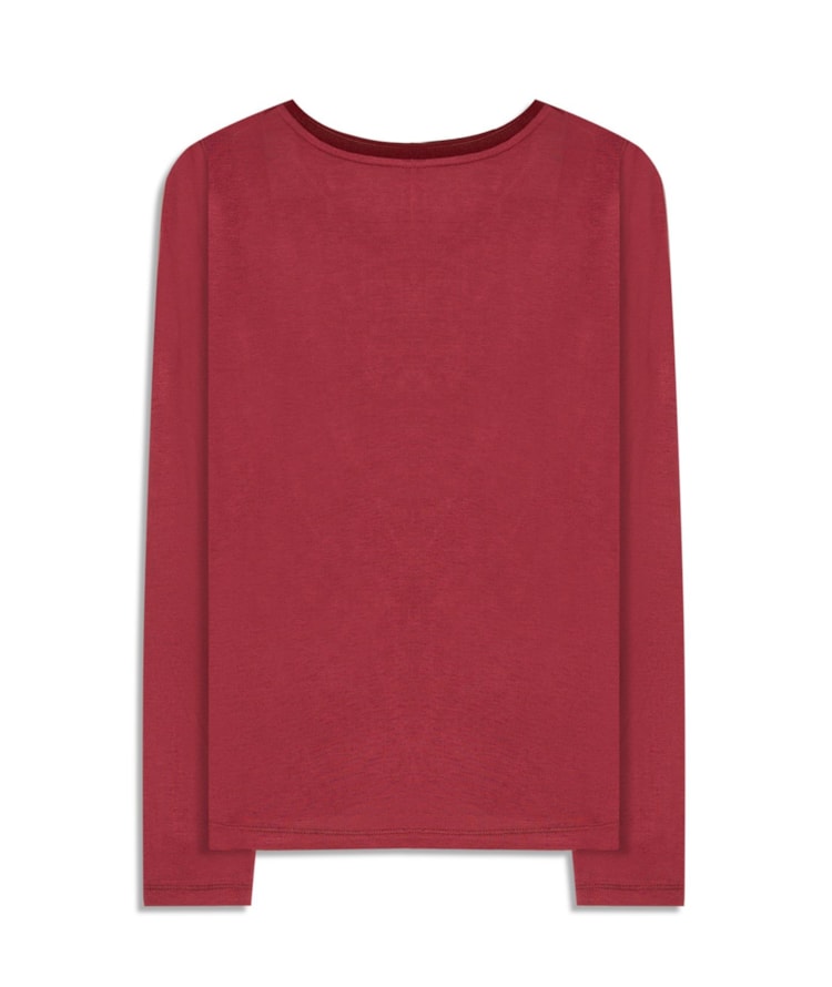 Blusa Misaki Retilínea Lisa Ml Bordeaux