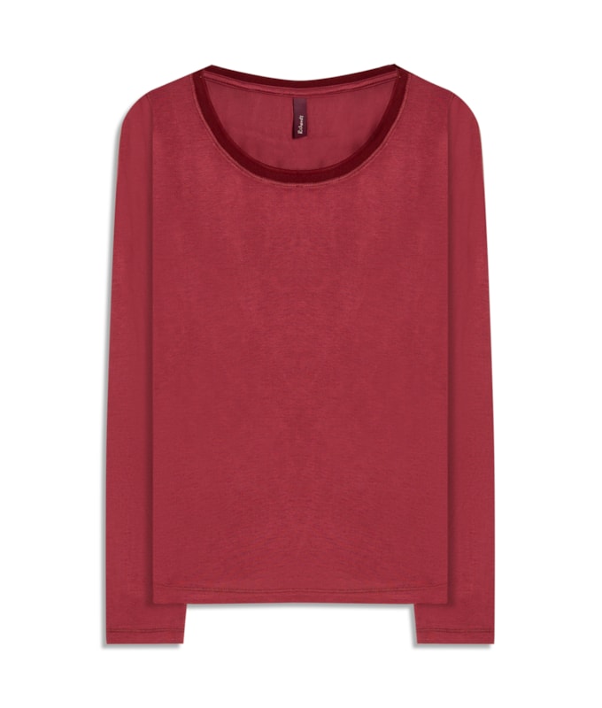Blusa Misaki Retilínea Lisa Ml Bordeaux