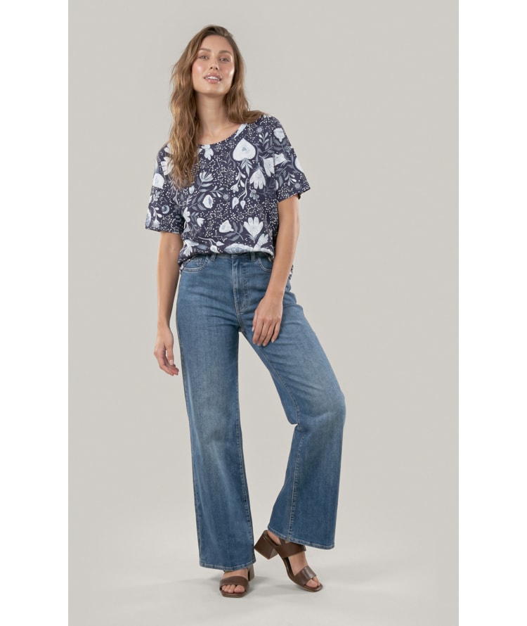 Blusa Moletom Claudia Estampa Corazon Marinho