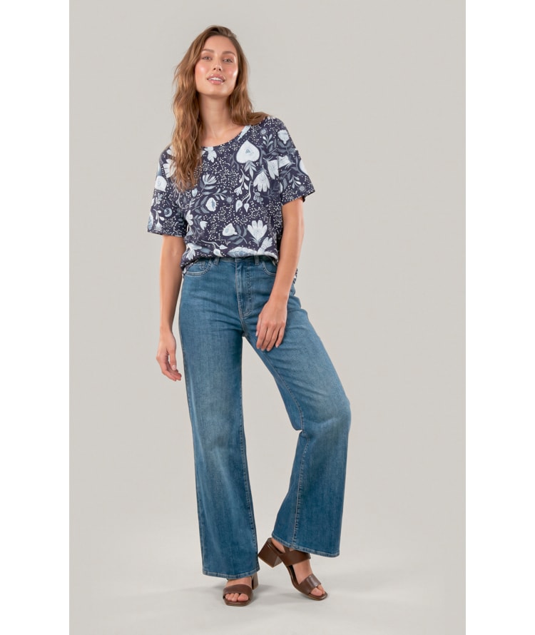 Blusa Moletom Claudia Estampa Corazon Marinho