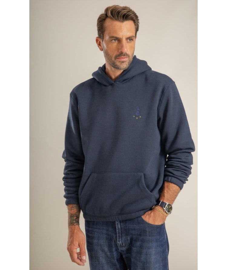 Blusa Moletom Felpado Capuz C/ Bordado Dark Navy