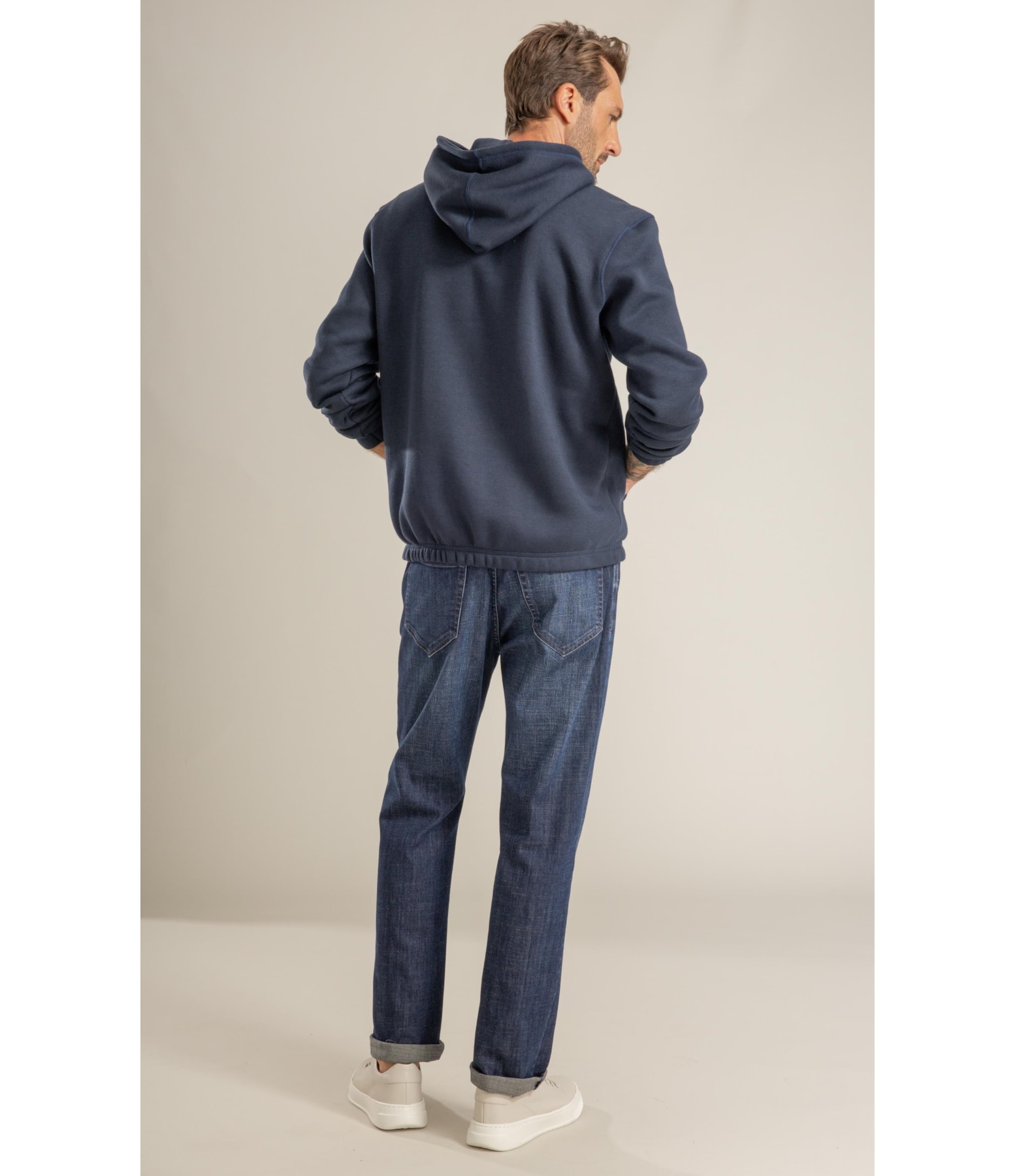 Blusa Moletom Felpado Capuz C/ Bordado Dark Navy