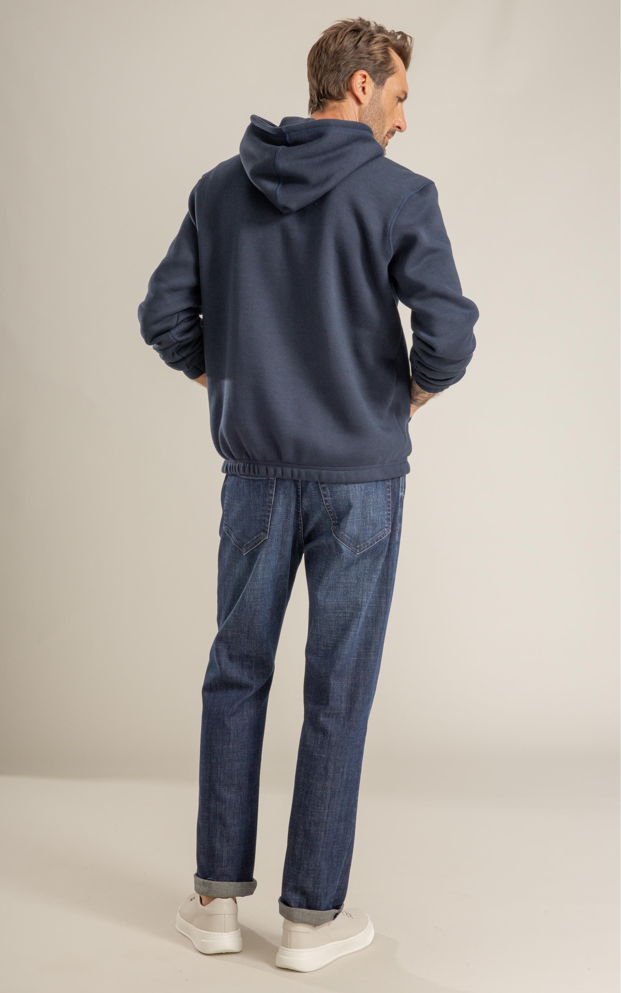 Blusa Moletom Felpado Capuz C/ Bordado Dark Navy