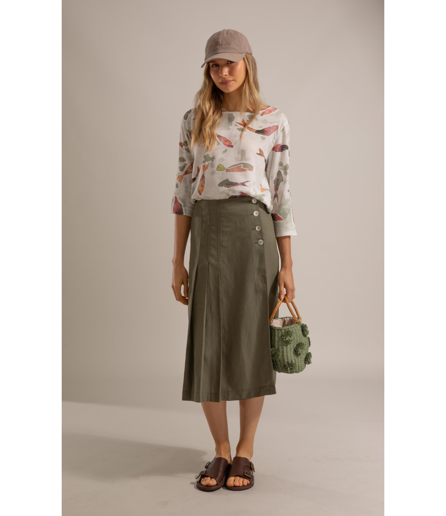 Blusa Nadine Pesce Linho Blend Verde Army