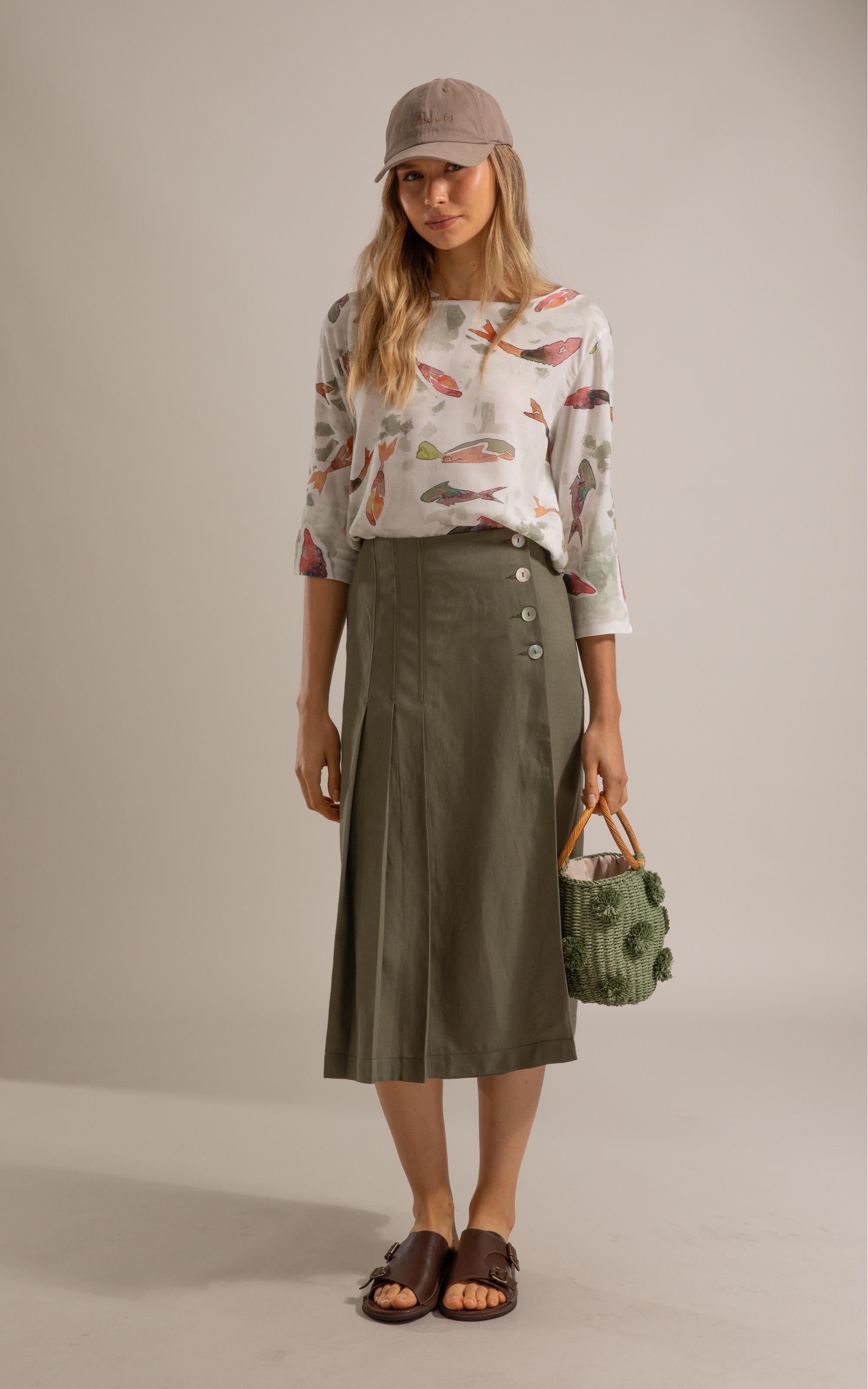 Blusa Nadine Pesce Linho Blend Verde Army