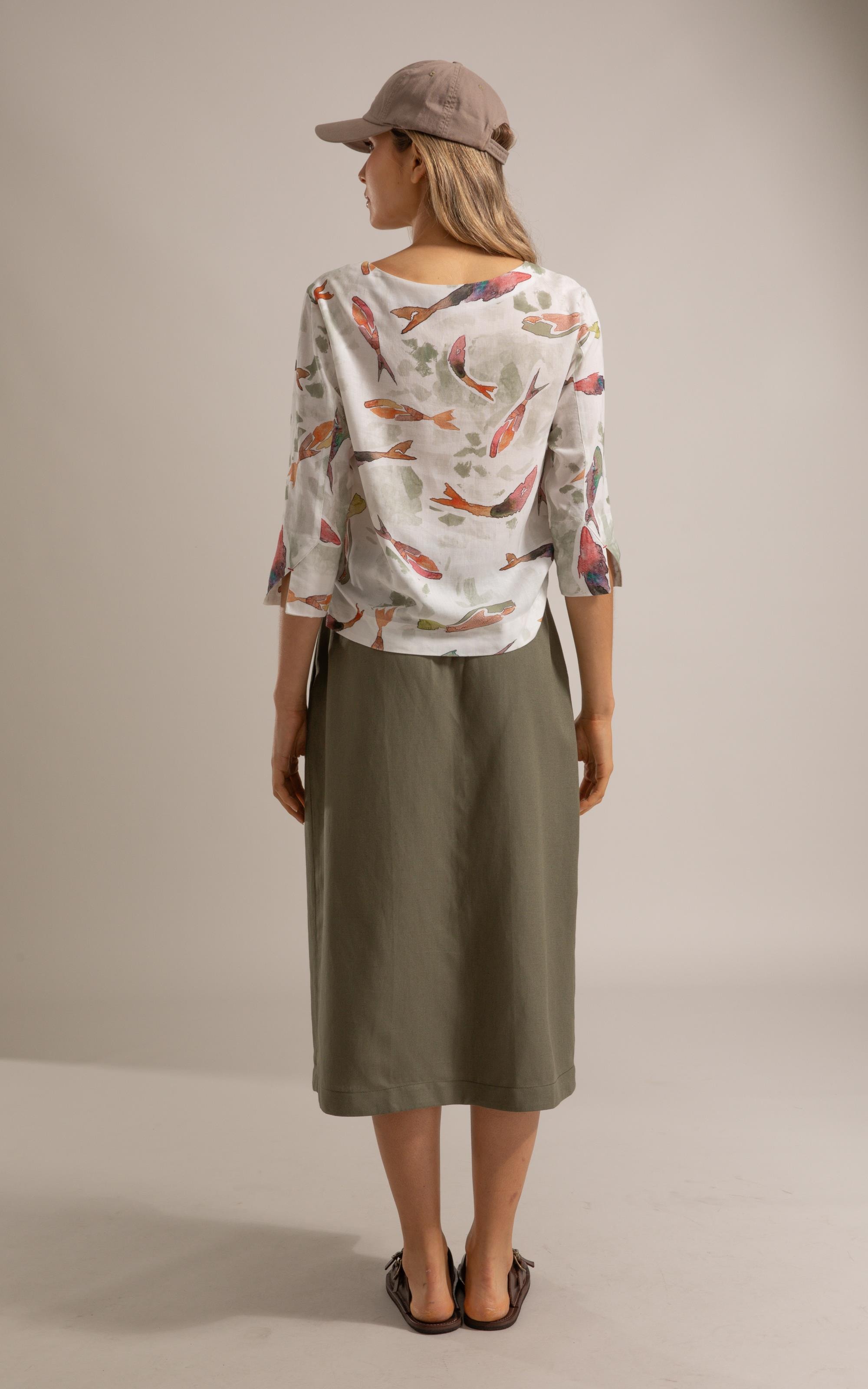 Blusa Nadine Pesce Linho Blend Verde Army