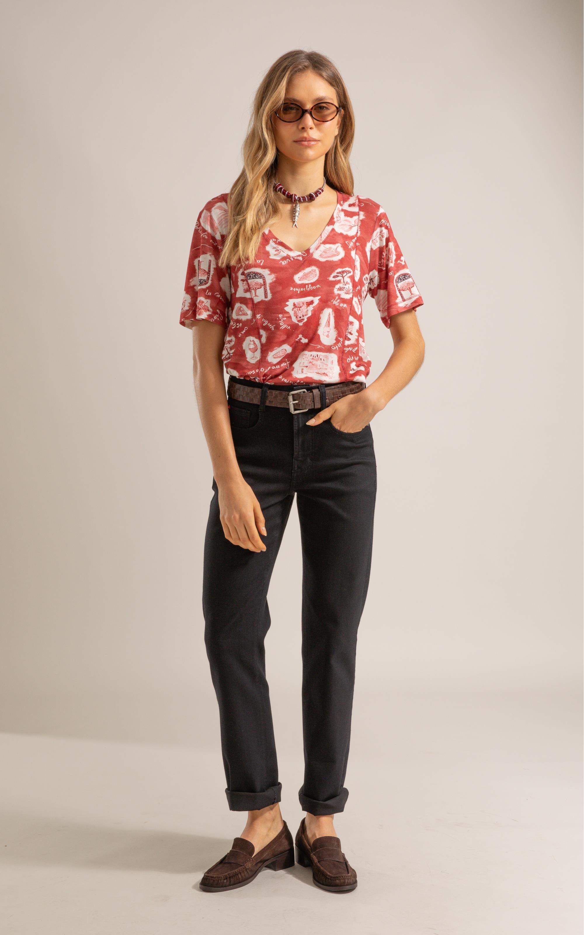 Blusa Nice Estampa Viaggio Lb Vermelho