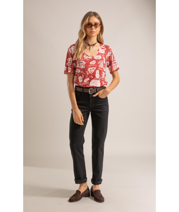 Blusa Nice Estampa Viaggio Lb Vermelho