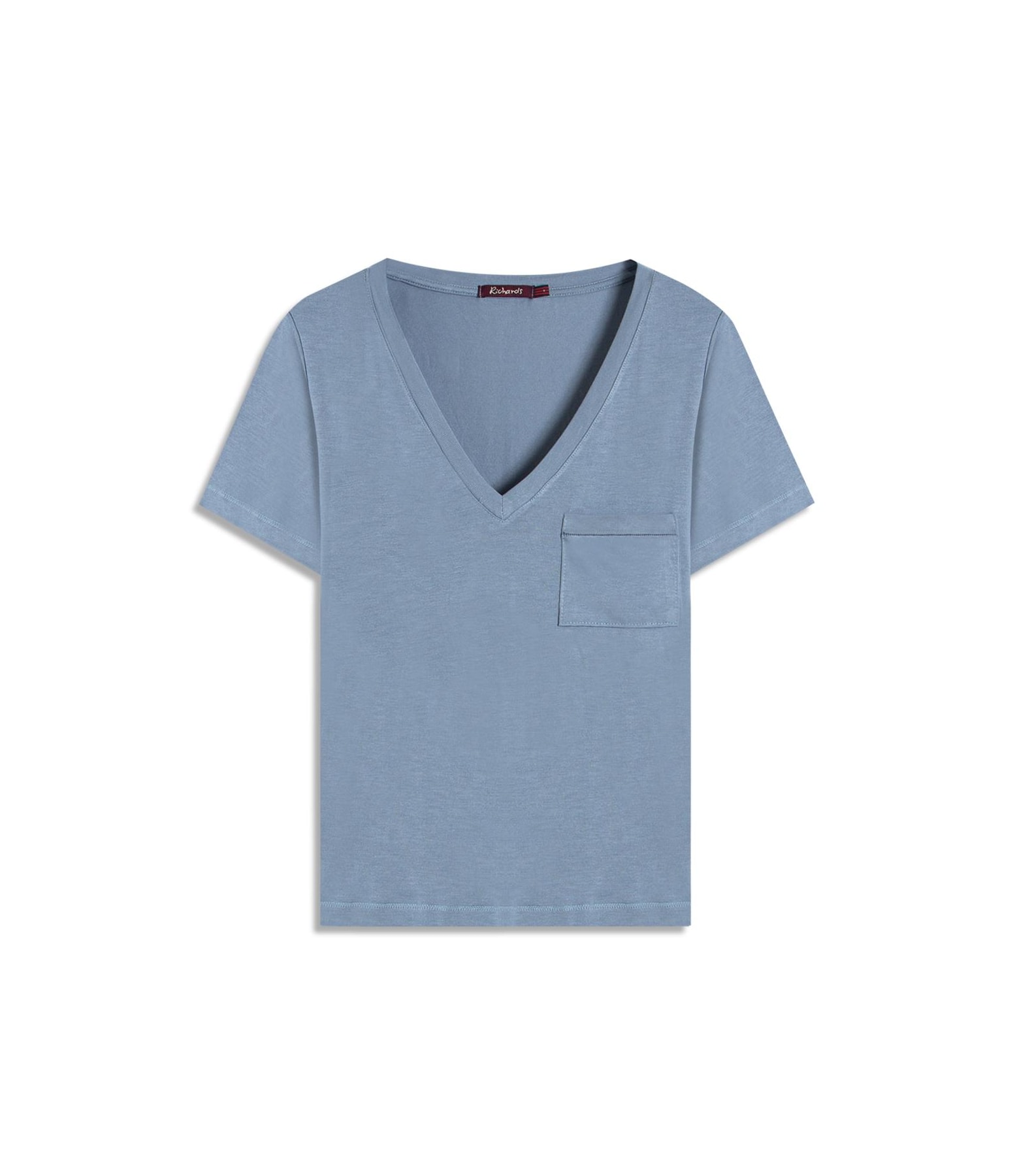 Blusa Nina Bolso Ponto Saco Lisa Mc Azul Seco