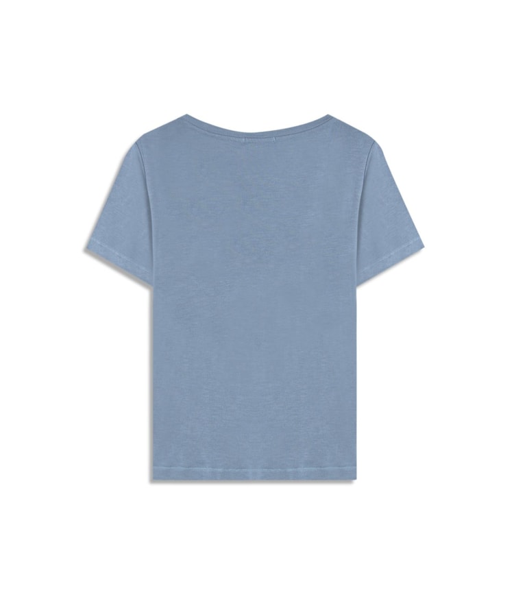 Blusa Nina Bolso Ponto Saco Lisa Mc Azul Seco