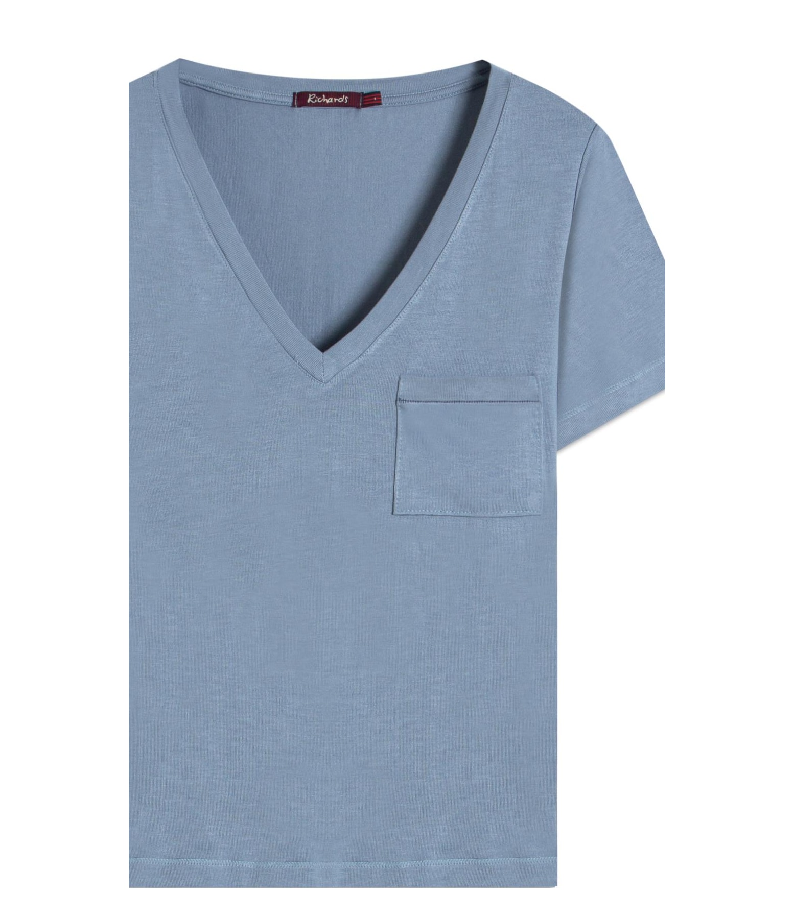 Blusa Nina Bolso Ponto Saco Lisa Mc Azul Seco