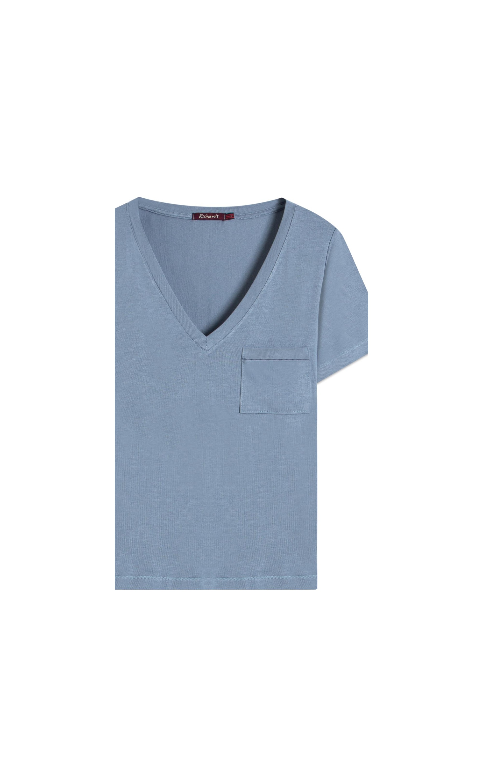 Blusa Nina Bolso Ponto Saco Lisa Mc Azul Seco