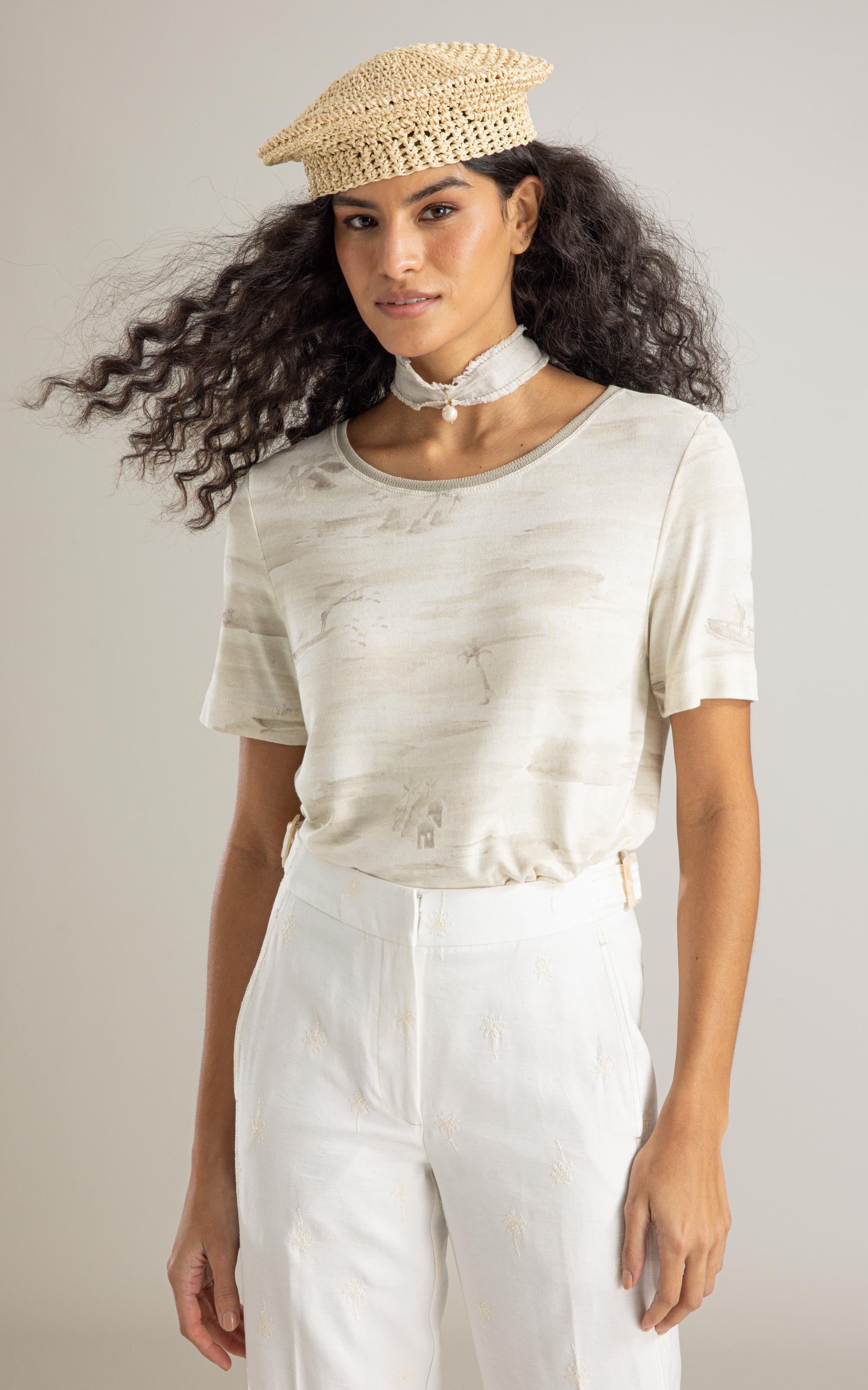 Blusa Nina Estampa Mar Mono Lb Areia