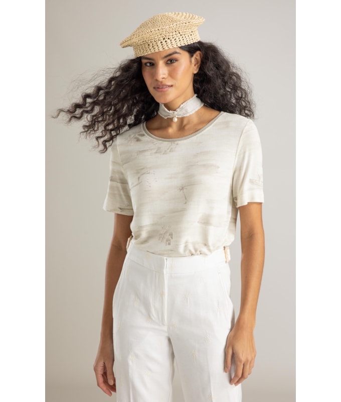 Blusa Nina Estampa Mar Mono Lb Areia