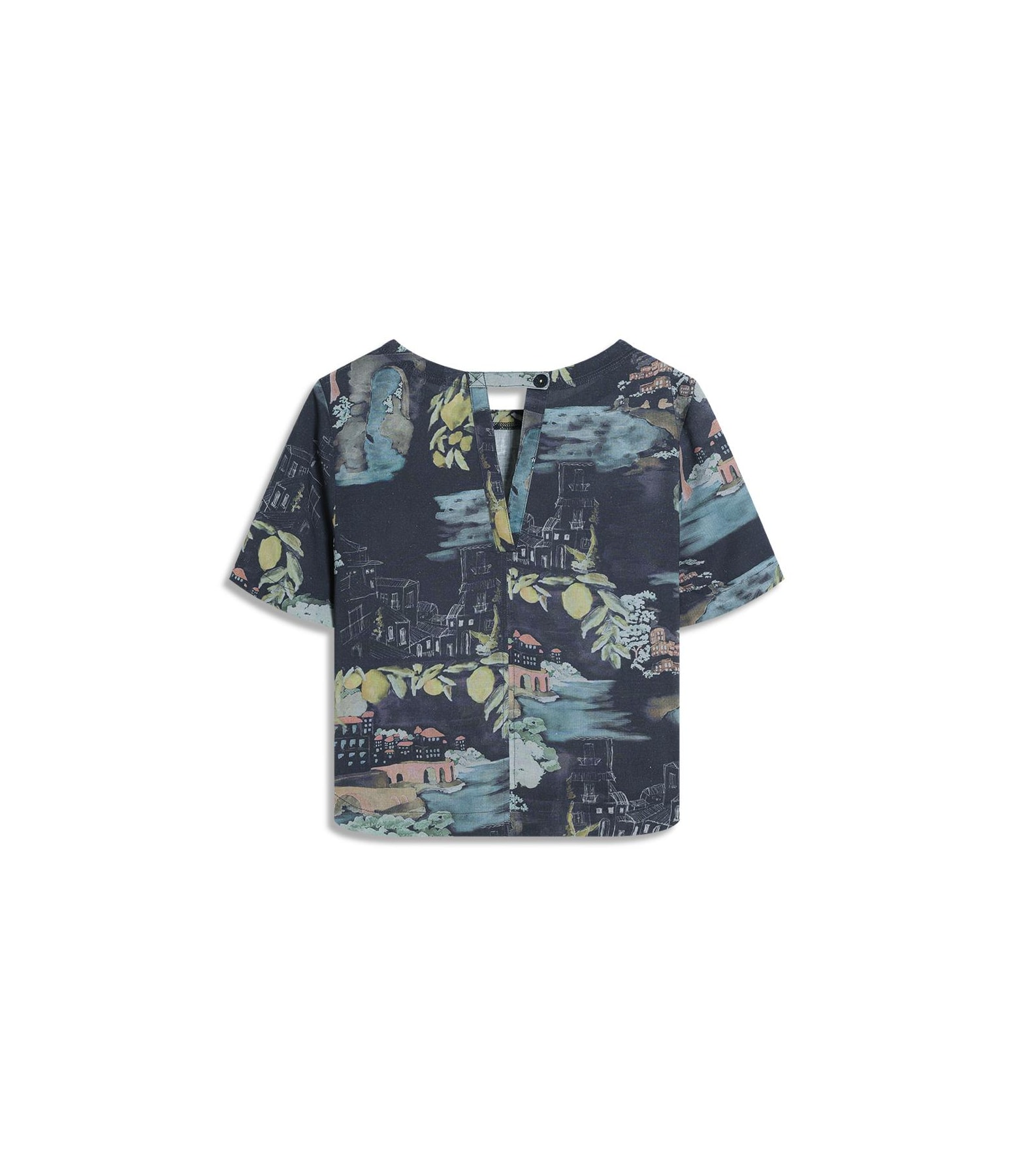 Blusa Noemi Paesaggio Linho Blend Dark Navy