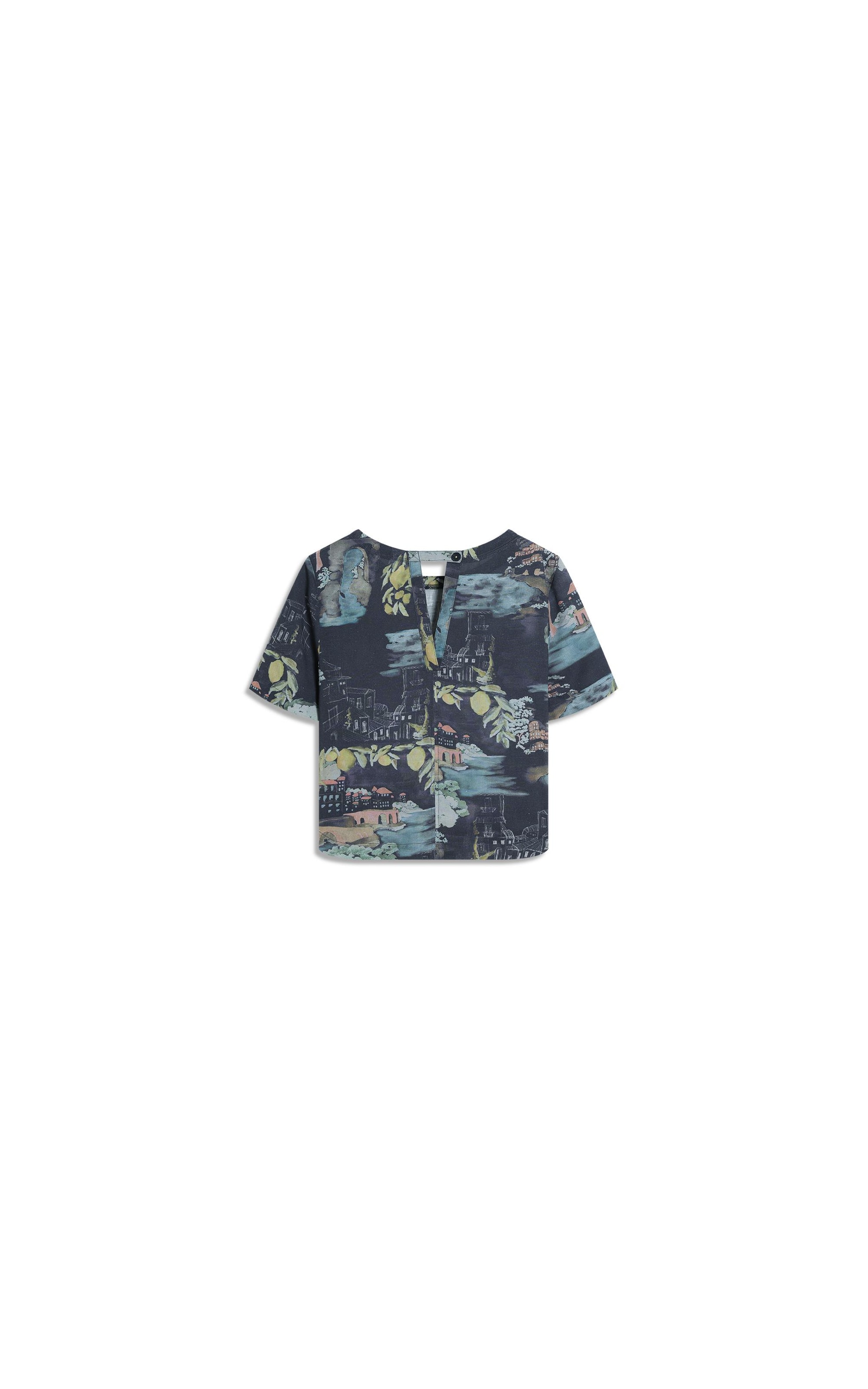 Blusa Noemi Paesaggio Linho Blend Dark Navy