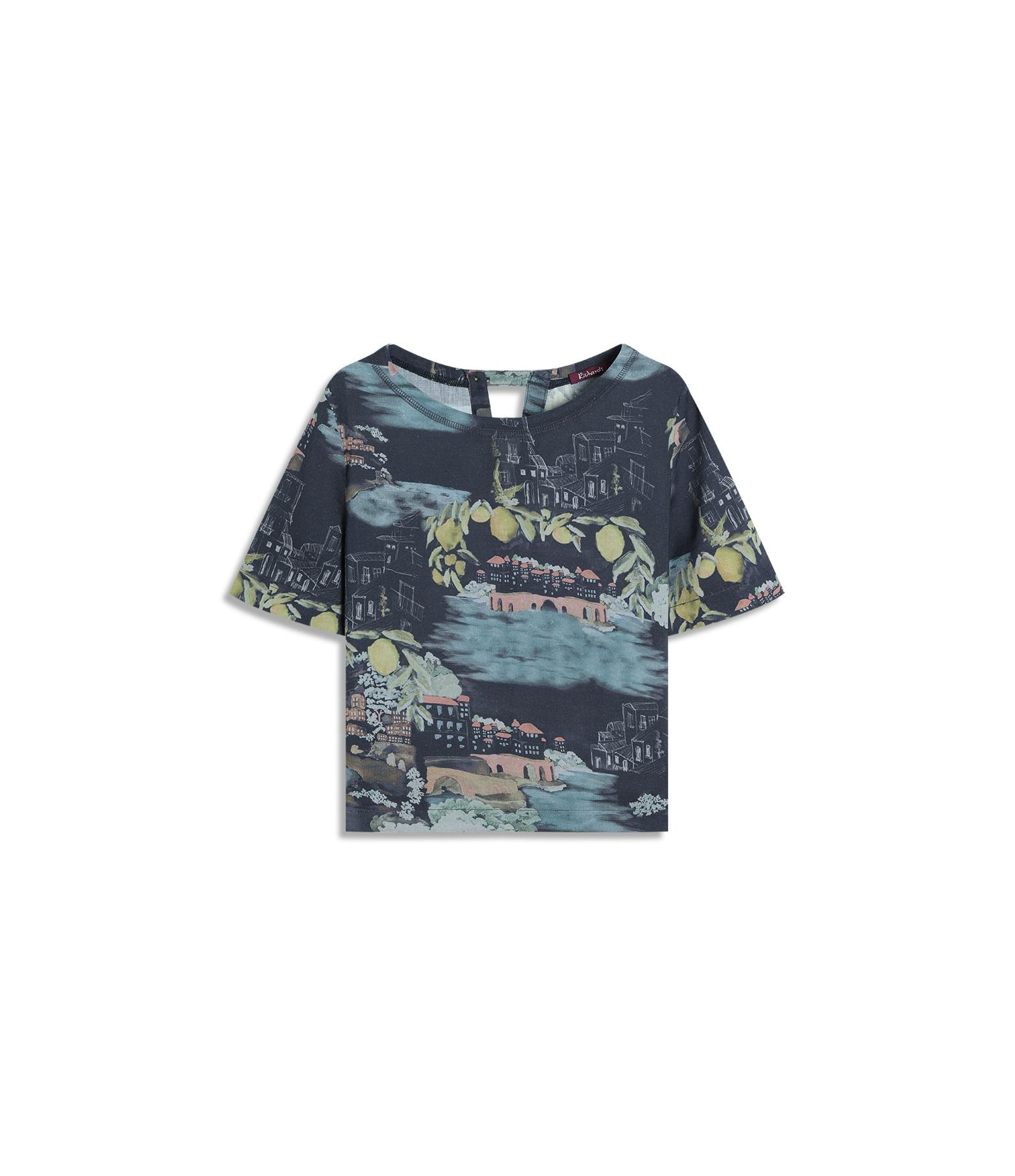 Blusa Noemi Paesaggio Linho Blend Dark Navy