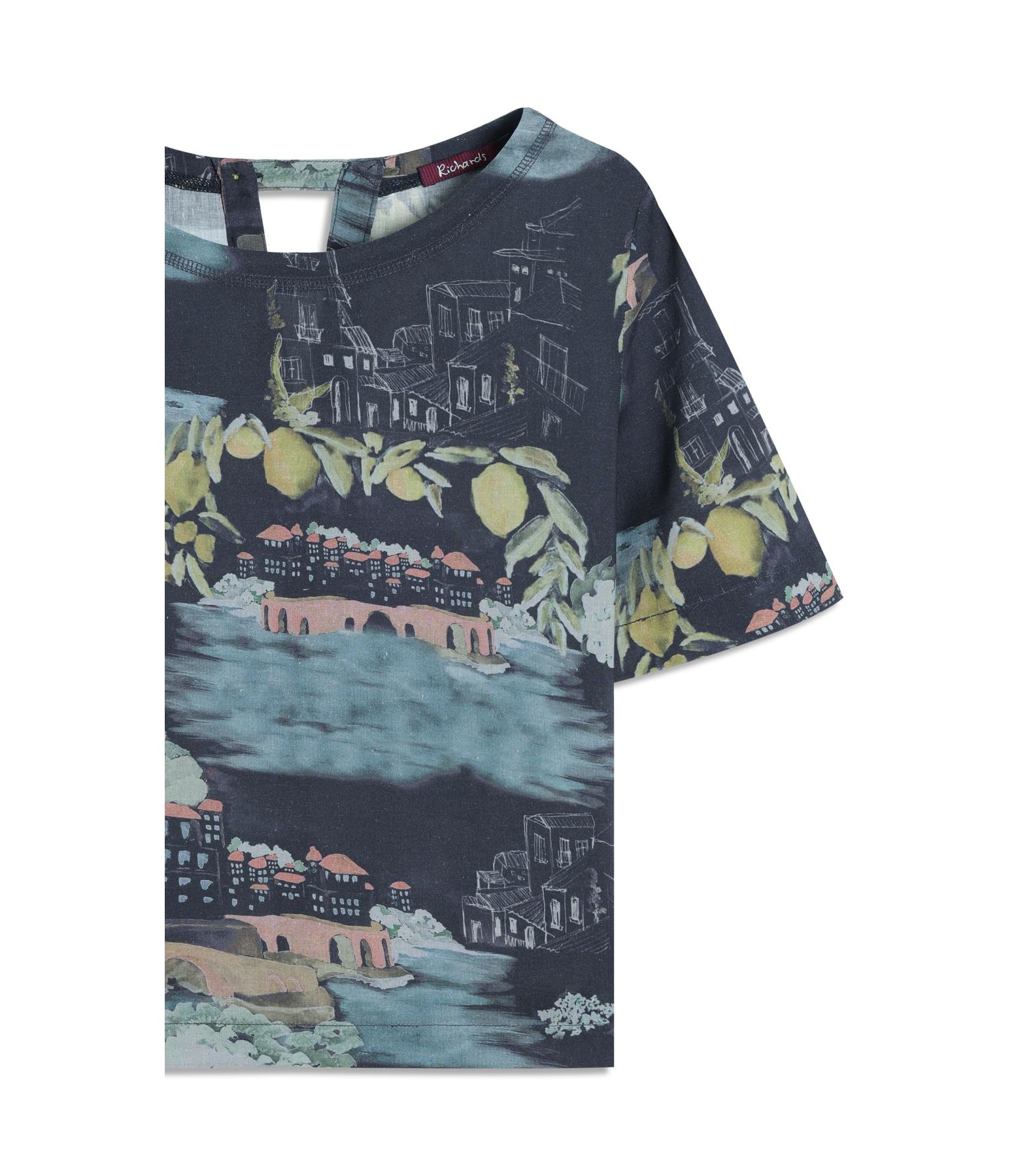 Blusa Noemi Paesaggio Linho Blend Dark Navy