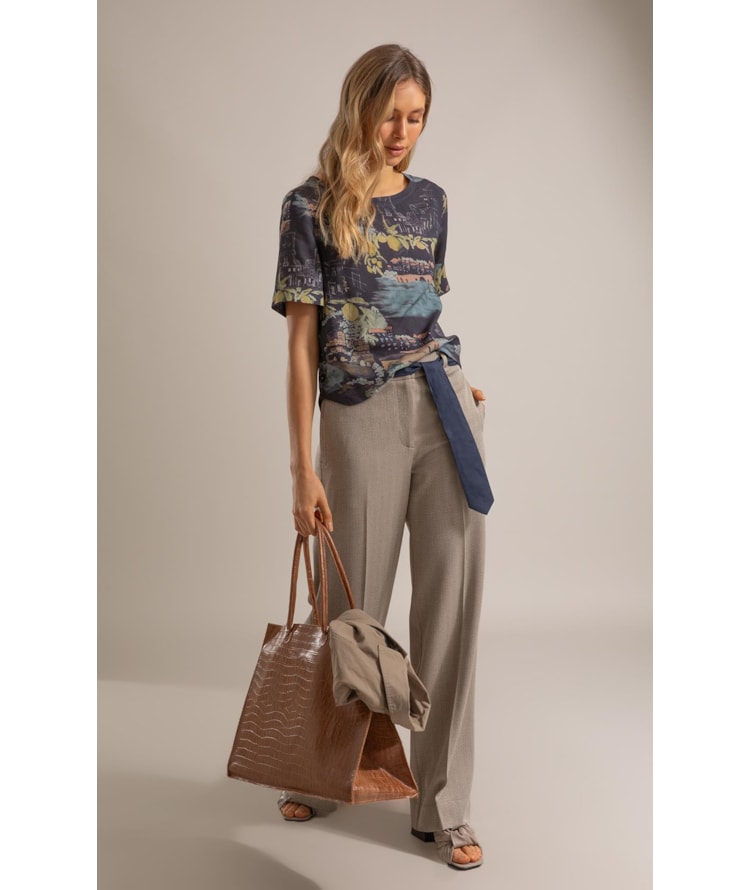 Blusa Noemi Paesaggio Linho Blend Dark Navy