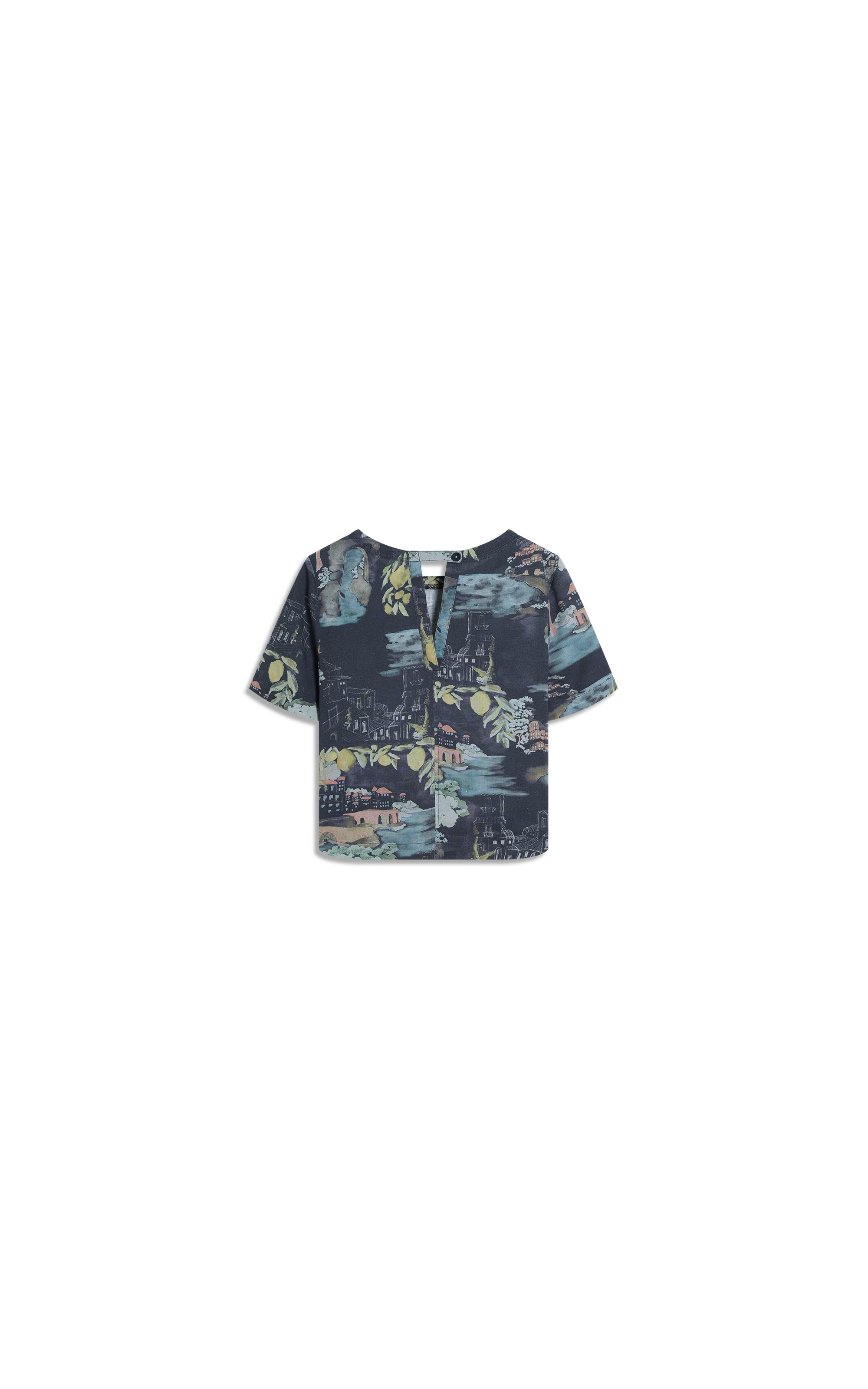 Blusa Noemi Paesaggio Linho Blend Dark Navy