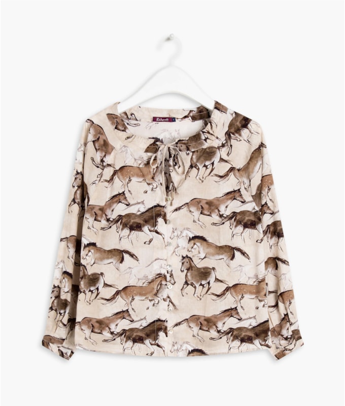Blusa Palmer Caballos Viscose Areia