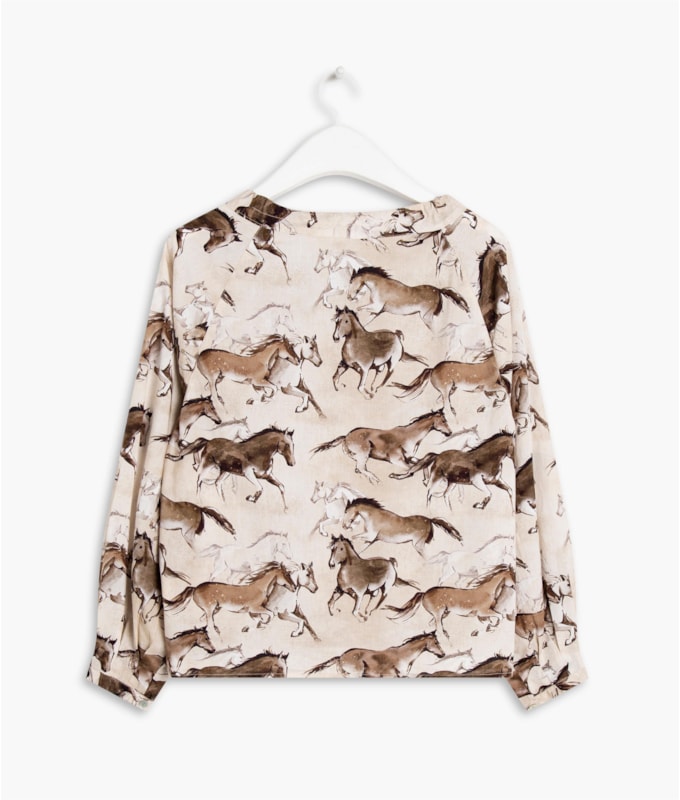 Blusa Palmer Caballos Viscose Areia