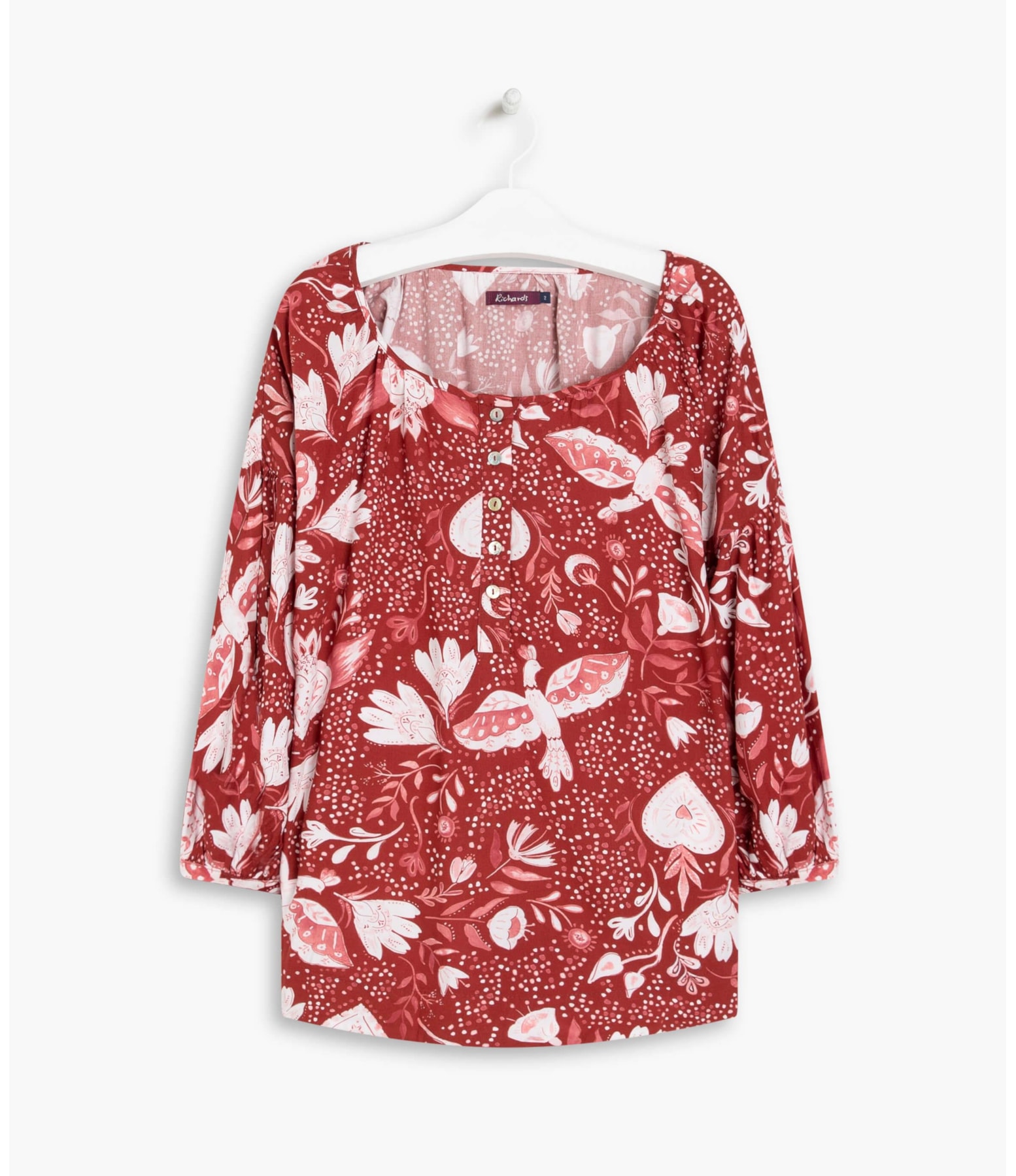 Blusa Pilar Corazon Viscose Bordeaux
