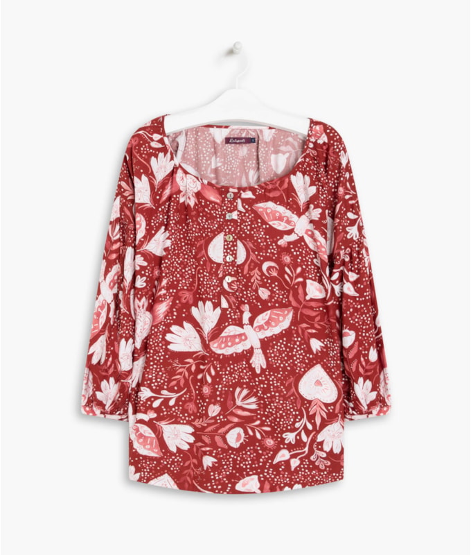 Blusa Pilar Corazon Viscose Bordeaux