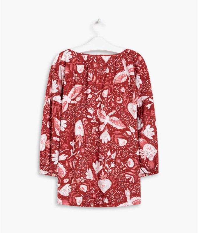 Blusa Pilar Corazon Viscose Bordeaux