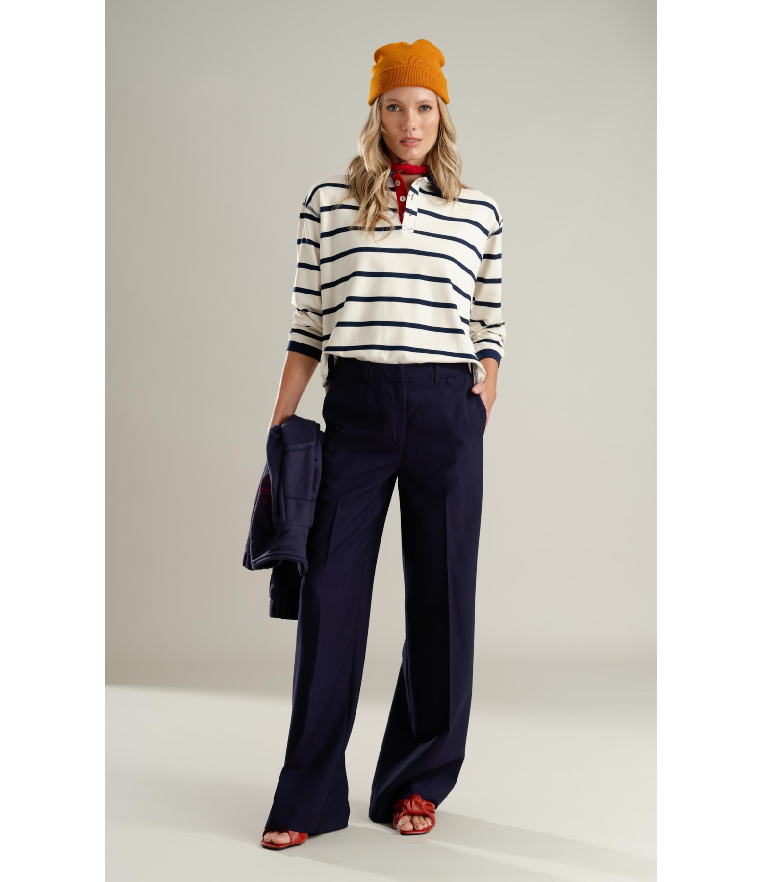 Blusa Polo Caterina Listrado Lb Dark Navy