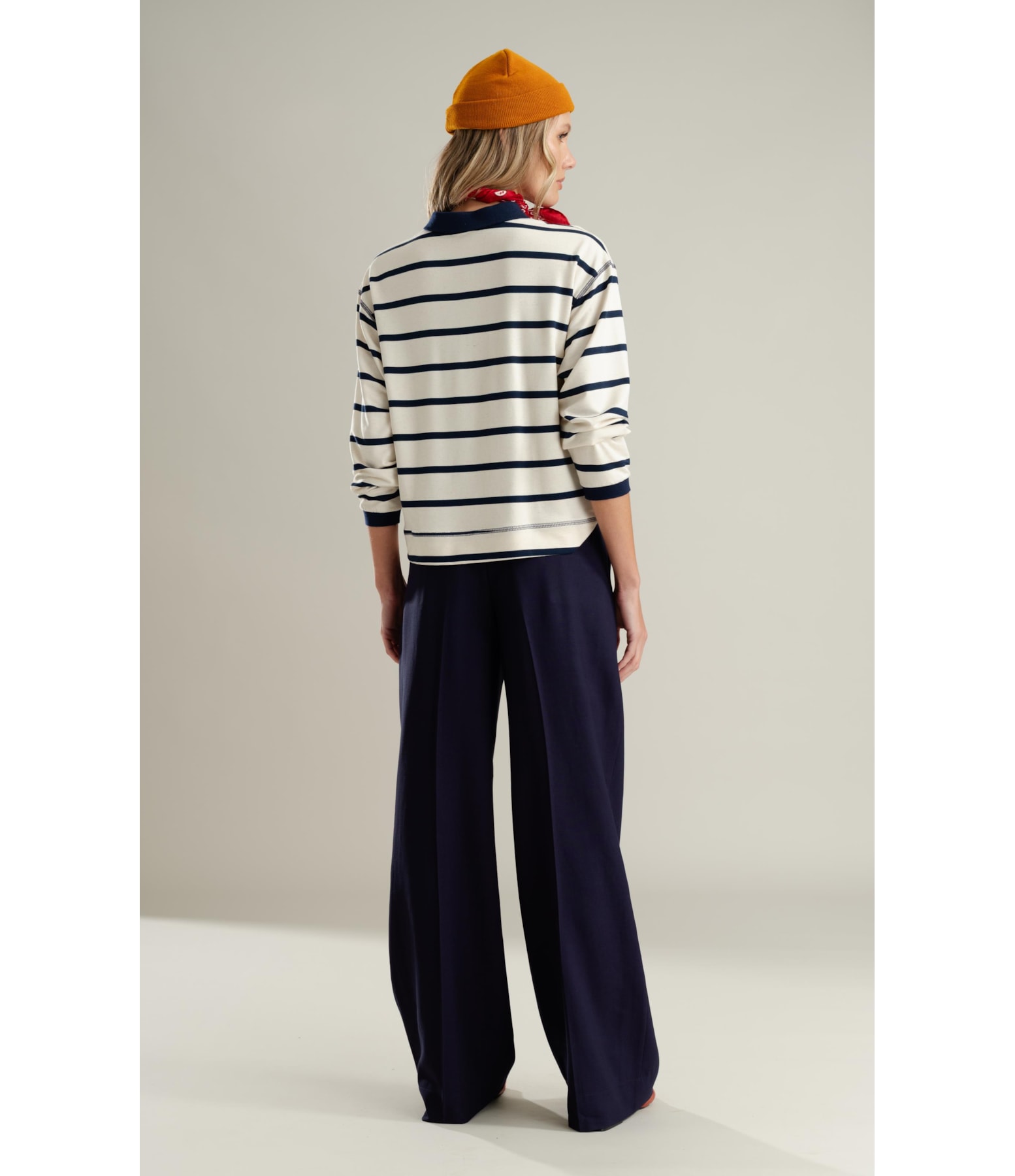 Blusa Polo Caterina Listrado Lb Dark Navy