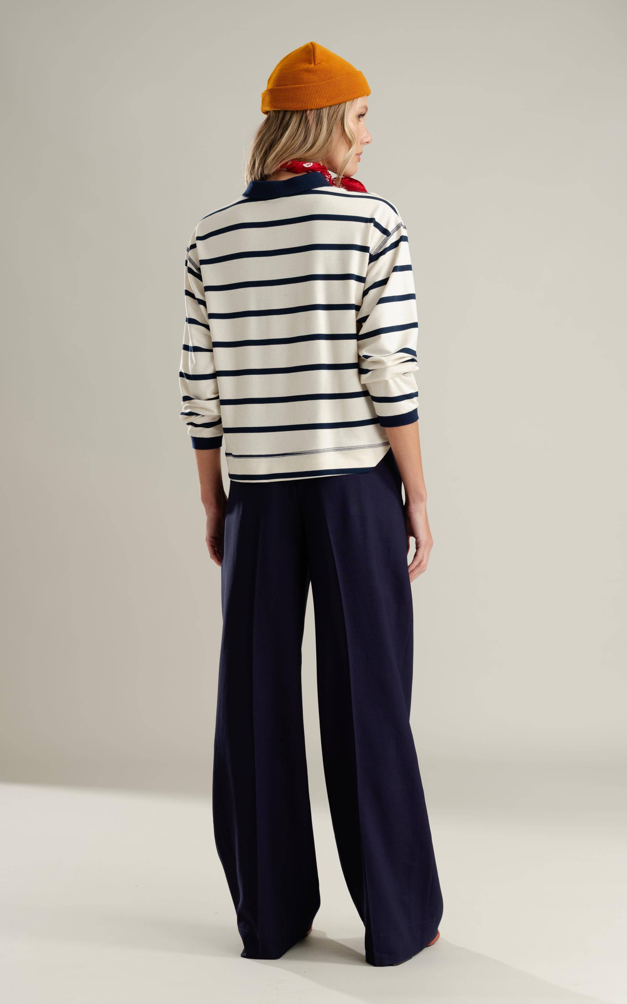 Blusa Polo Caterina Listrado Lb Dark Navy