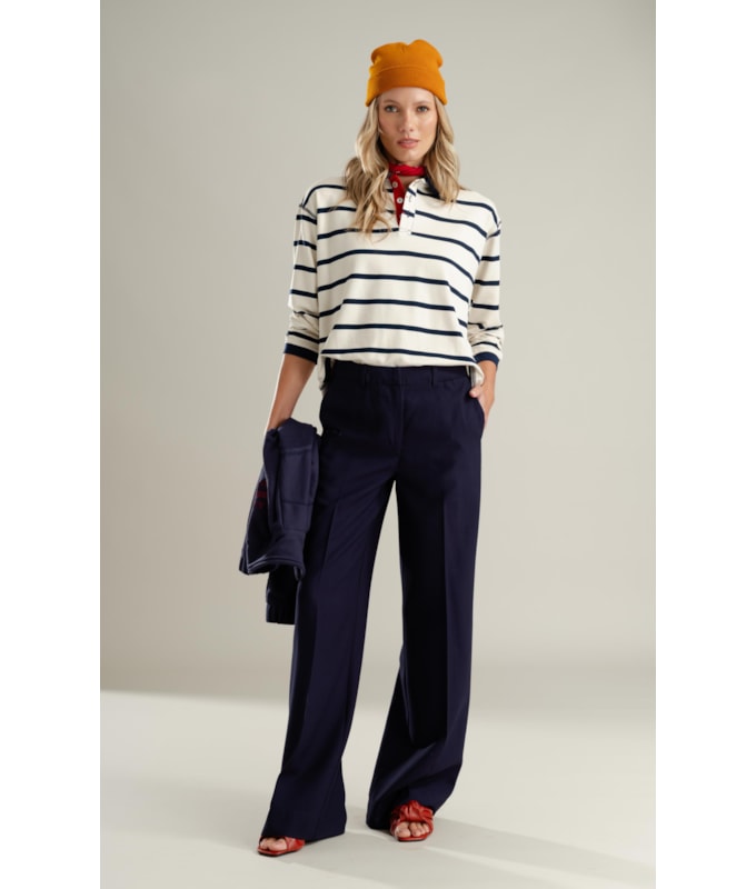 Blusa Polo Caterina Listrado Lb Dark Navy