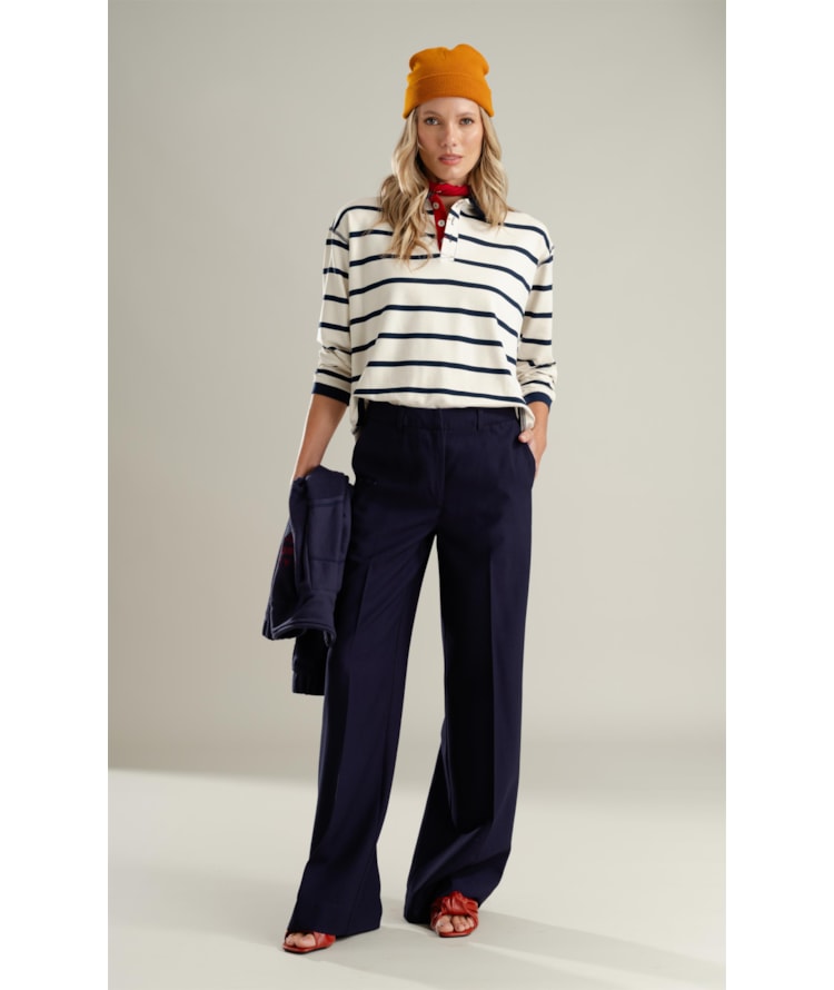 Blusa Polo Caterina Listrado Lb Dark Navy