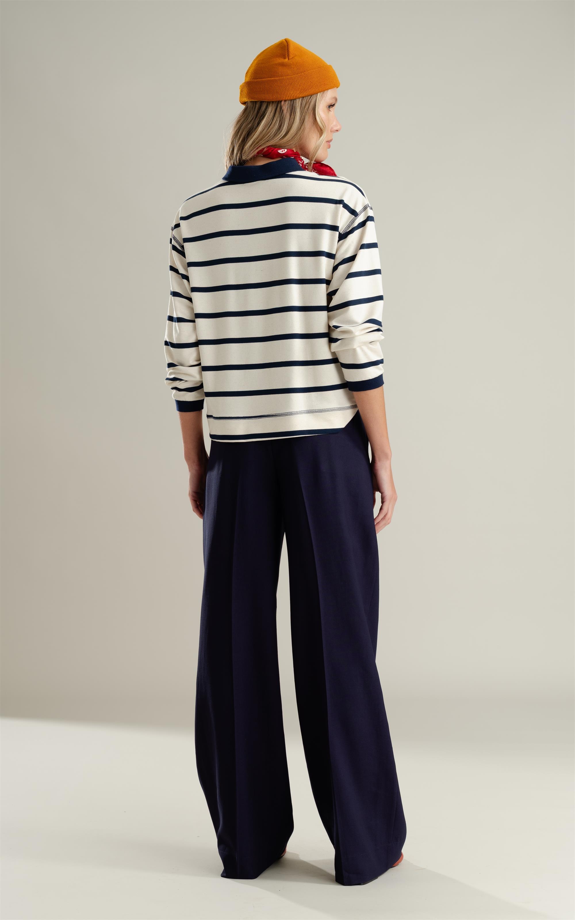 Blusa Polo Caterina Listrado Lb Dark Navy
