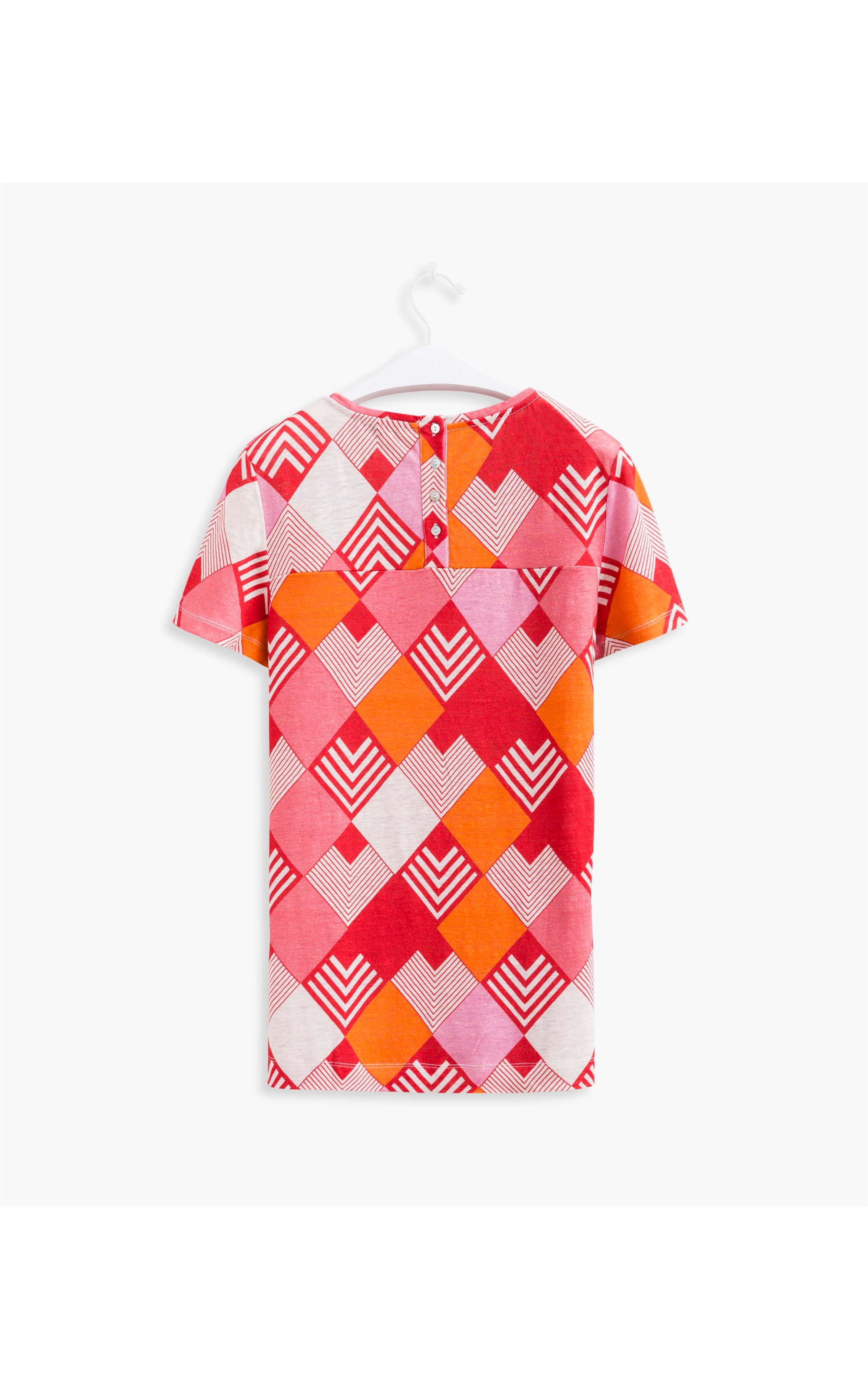 Blusa Puro Linho Manaca Estampa Tribo Vermelho