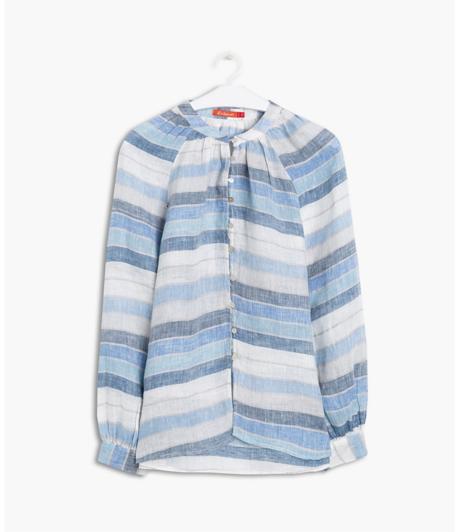 Blusa  Puro Linho  Rafaela Blue Azul Bic
