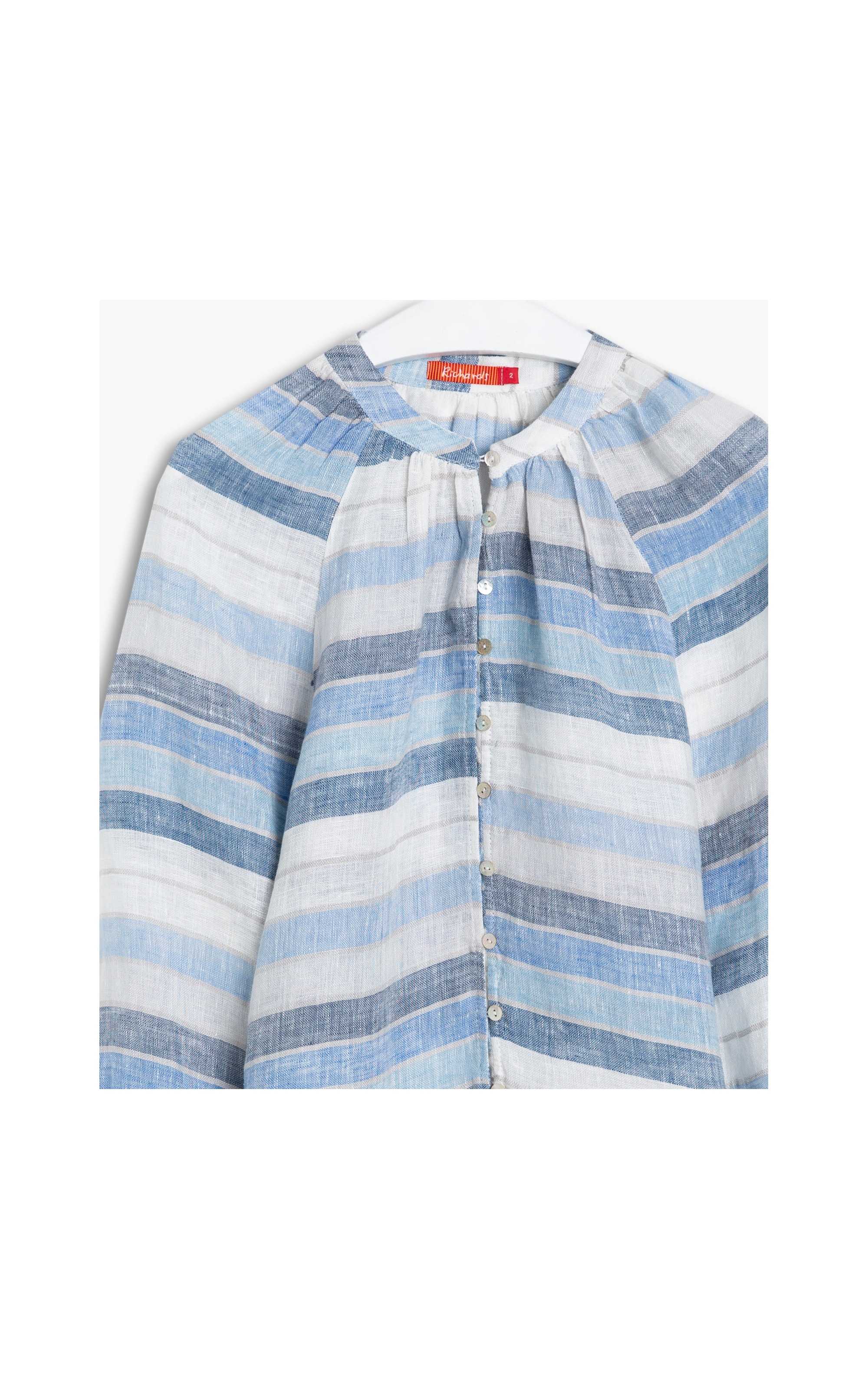 Blusa  Puro Linho  Rafaela Blue Azul Bic