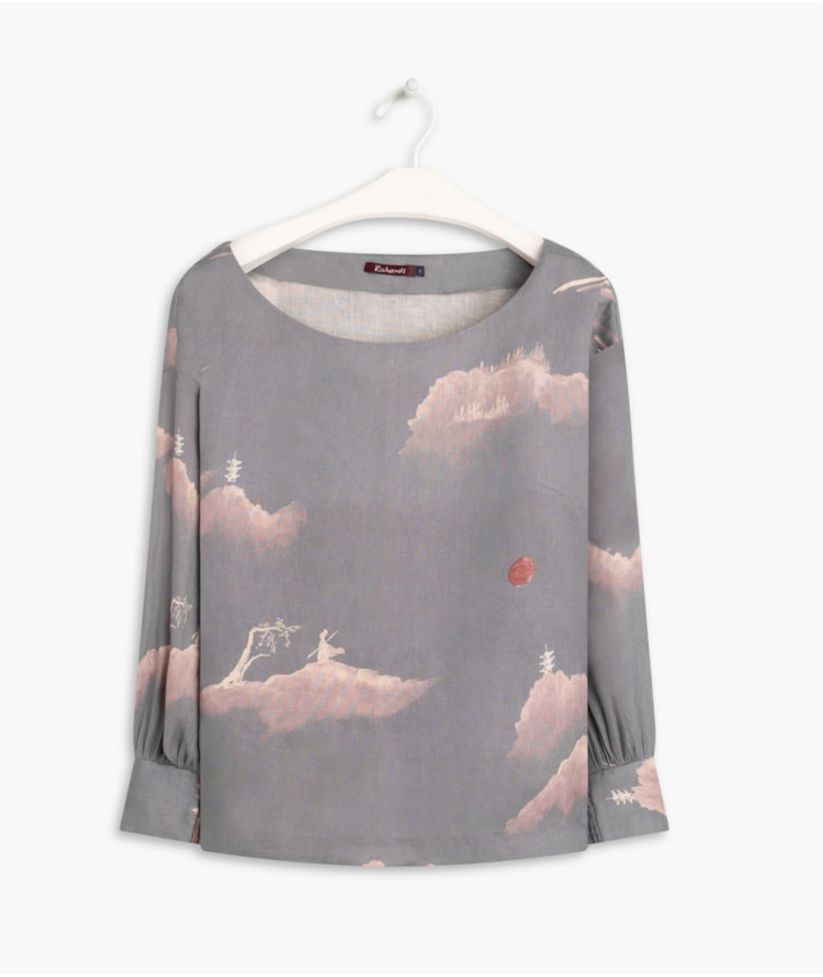 Blusa  Puro Linho  Rekish Azul Pervante