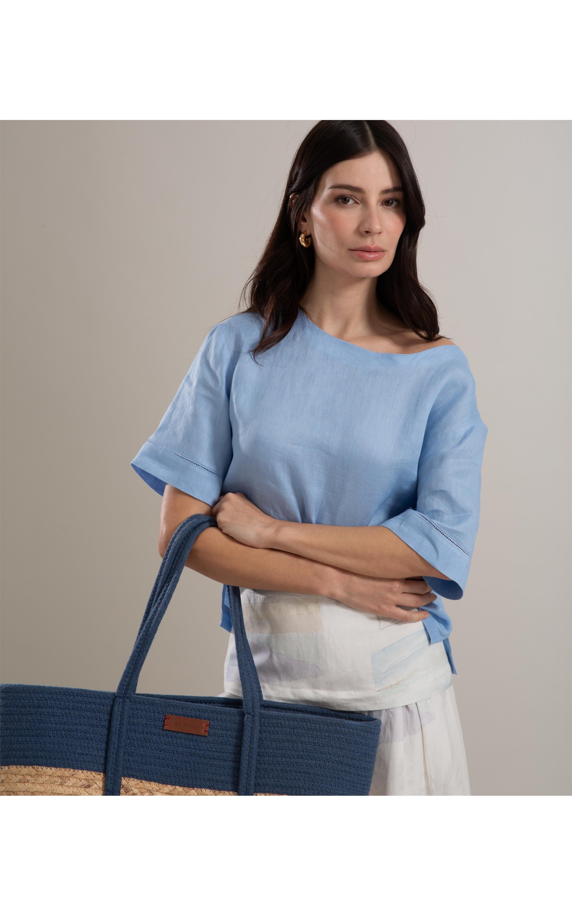 Blusa  Puro Linho  Sierra Azul Claro