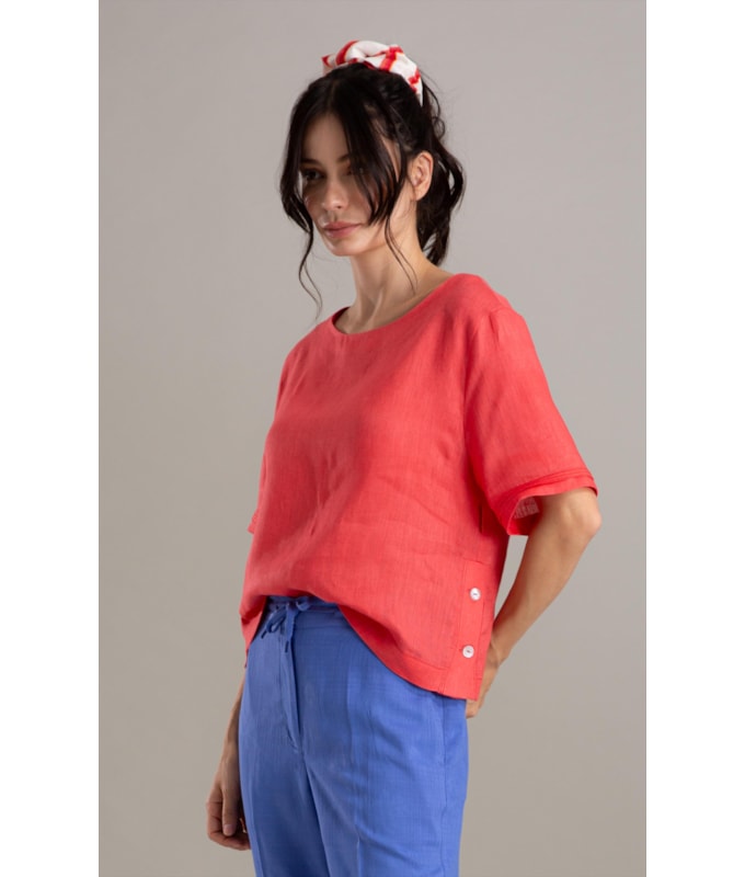 Blusa  Puro Linho Tannie Coral