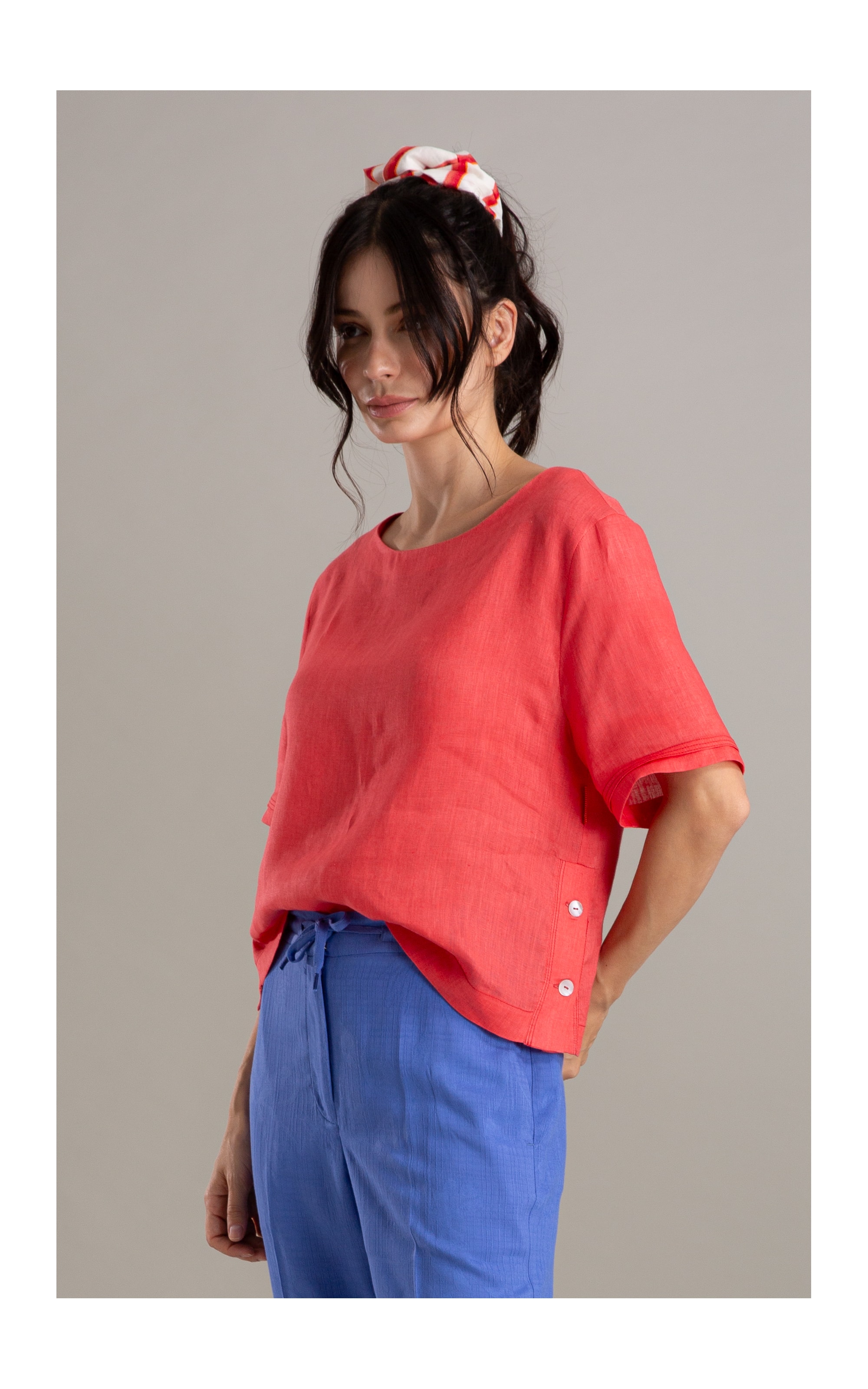 Blusa  Puro Linho Tannie Coral