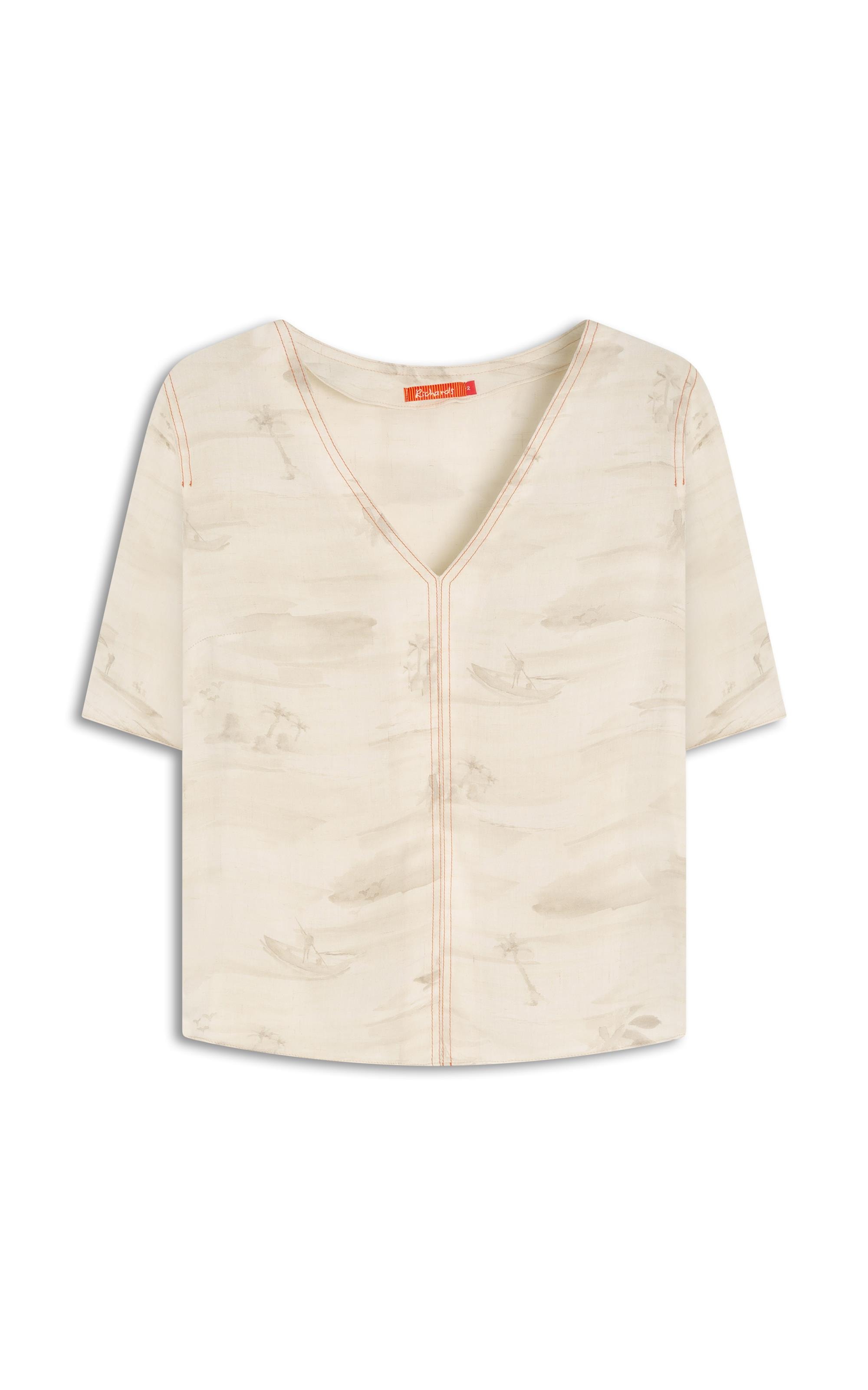 Blusa Ravena Mar Mono Linho Blend Caqui