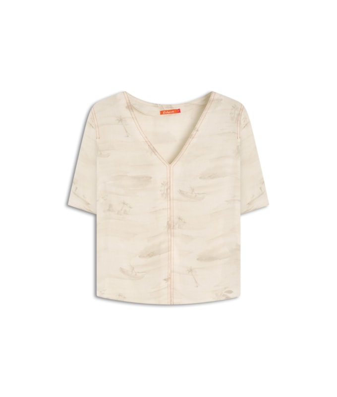 Blusa Ravena Mar Mono Linho Blend Caqui