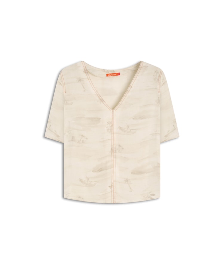 Blusa Ravena Mar Mono Linho Blend Caqui
