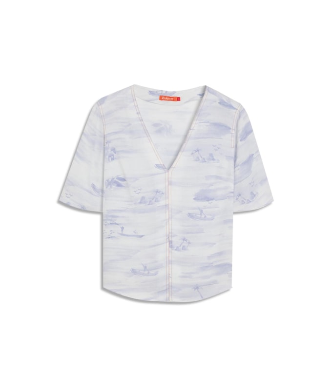 Blusa Ravena Mar Mono Linho Blend Purple Blue