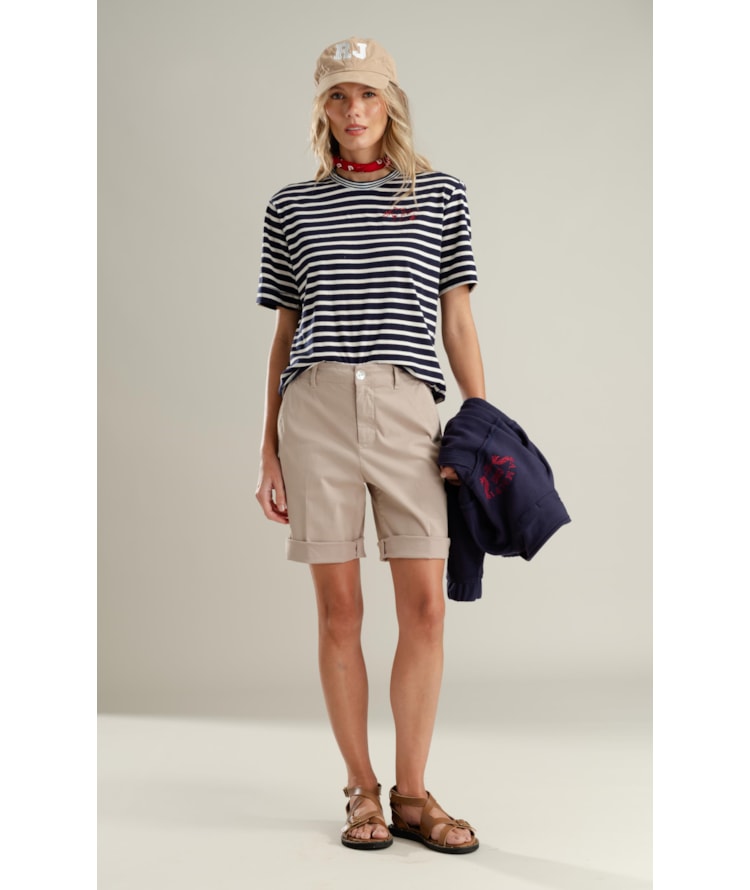Blusa Rina Mangia Listrada Retilínea Marinho