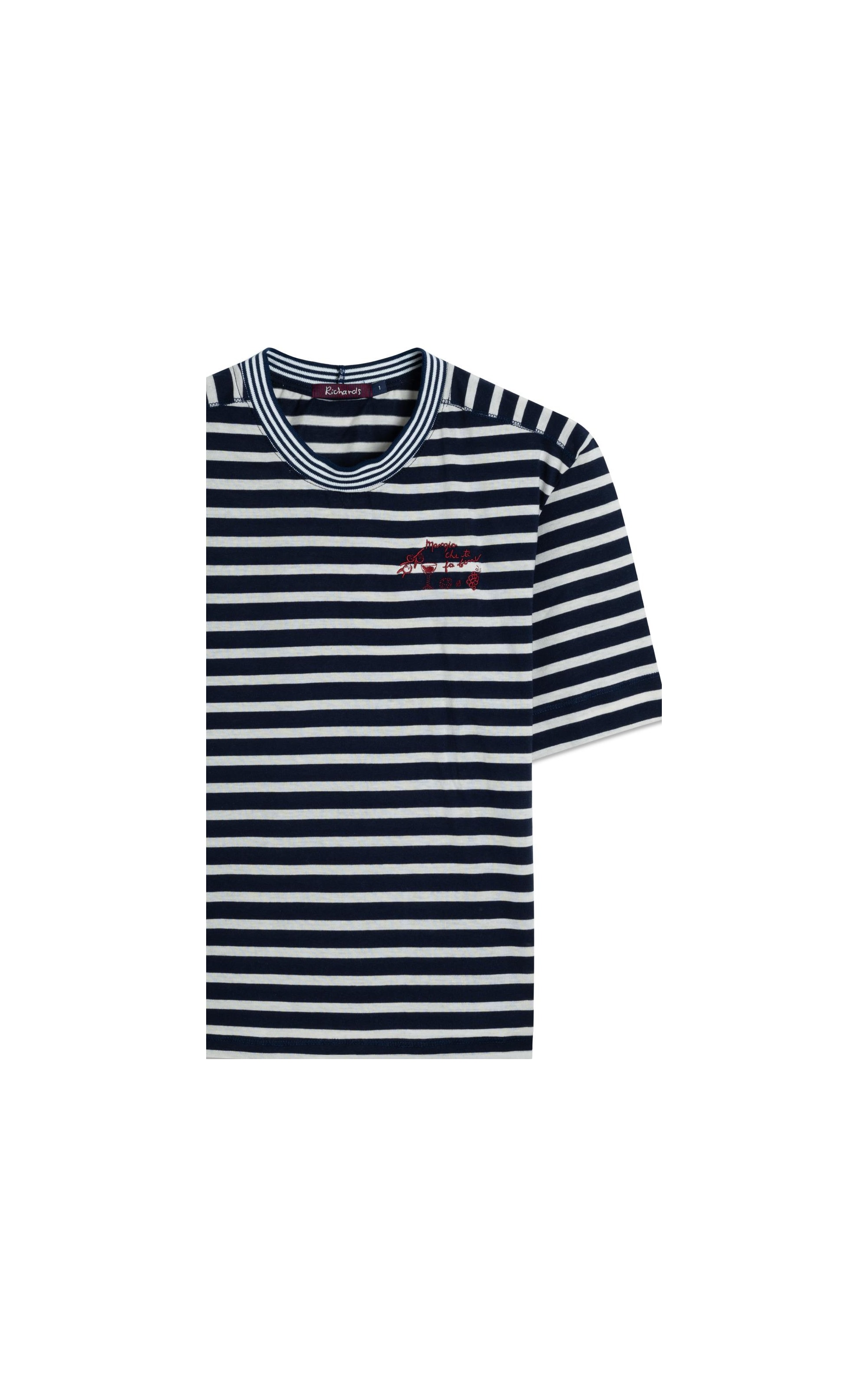 Blusa Rina Mangia Listrada Retilínea Marinho