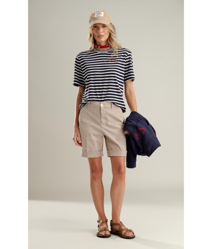 Blusa Rina Mangia Listrada Retilínea Marinho